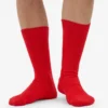 Chaussettes en laine mérinos mélangée - Rouge mandarine