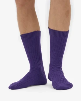 Chaussettes en laine mérinos mélangée – Violet ultra