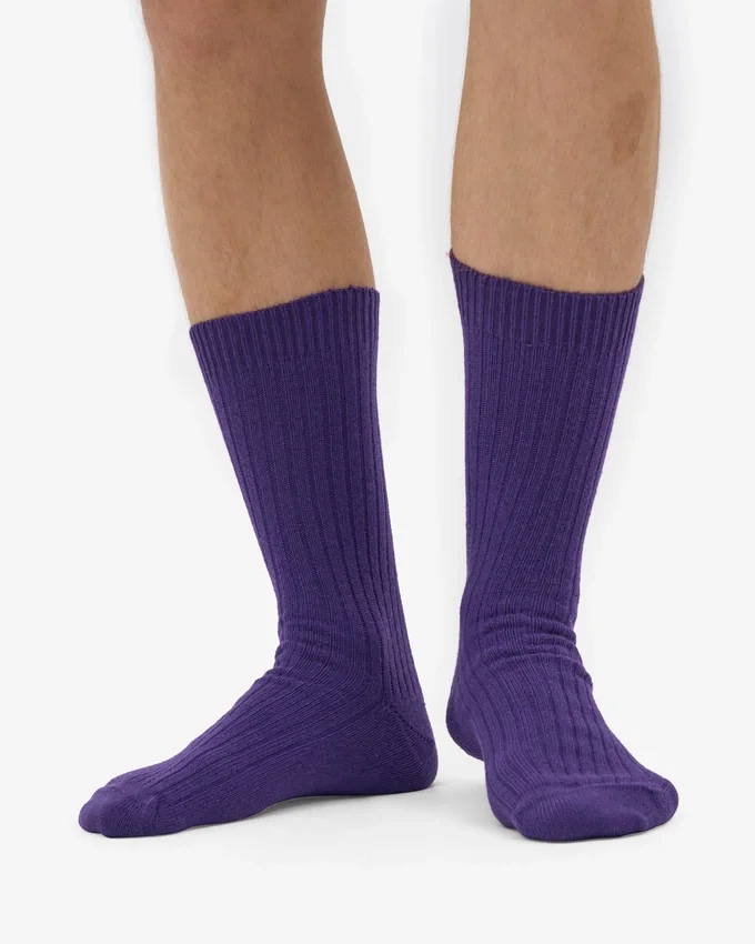 Chaussettes en laine mérinos mélangée - Violet ultra