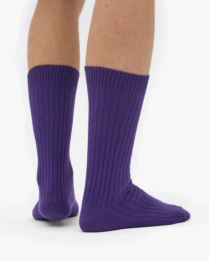 Chaussettes en laine mérinos mélangée - Violet ultra