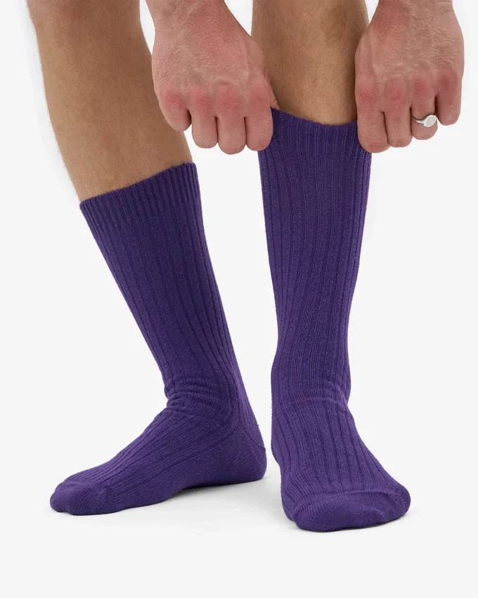 Chaussettes en laine mérinos mélangée - Violet ultra