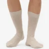 Chaussettes en mélange de laine mérinos - Blanc ivoire