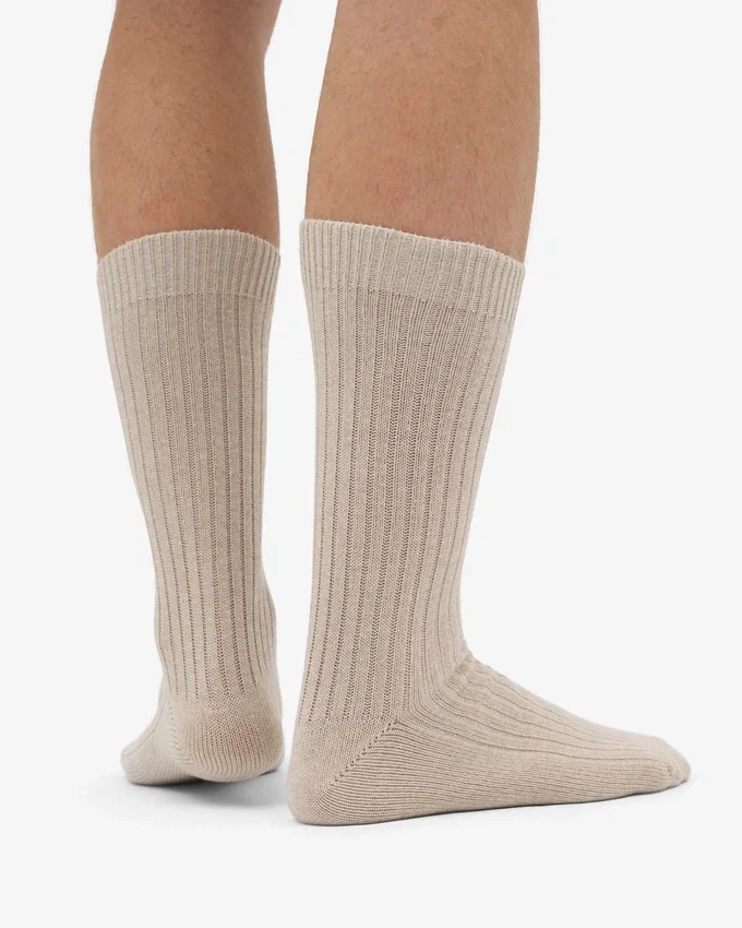 Chaussettes en mélange de laine mérinos - Blanc ivoire