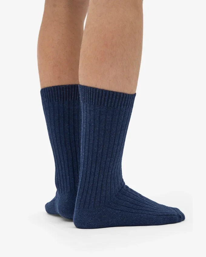 Chaussettes en mélange de laine mérinos - Bleu marine