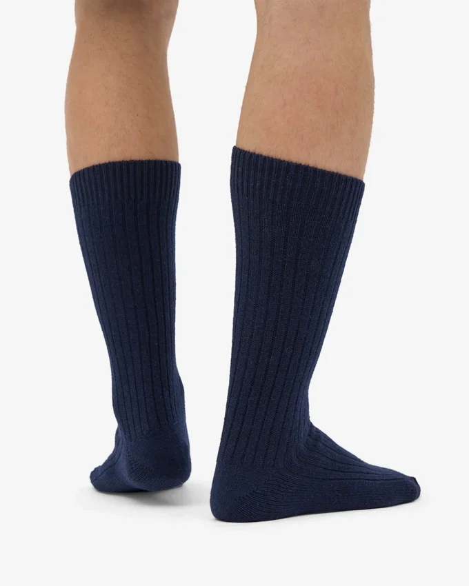 Chaussettes en mélange de laine mérinos - Bleu marine