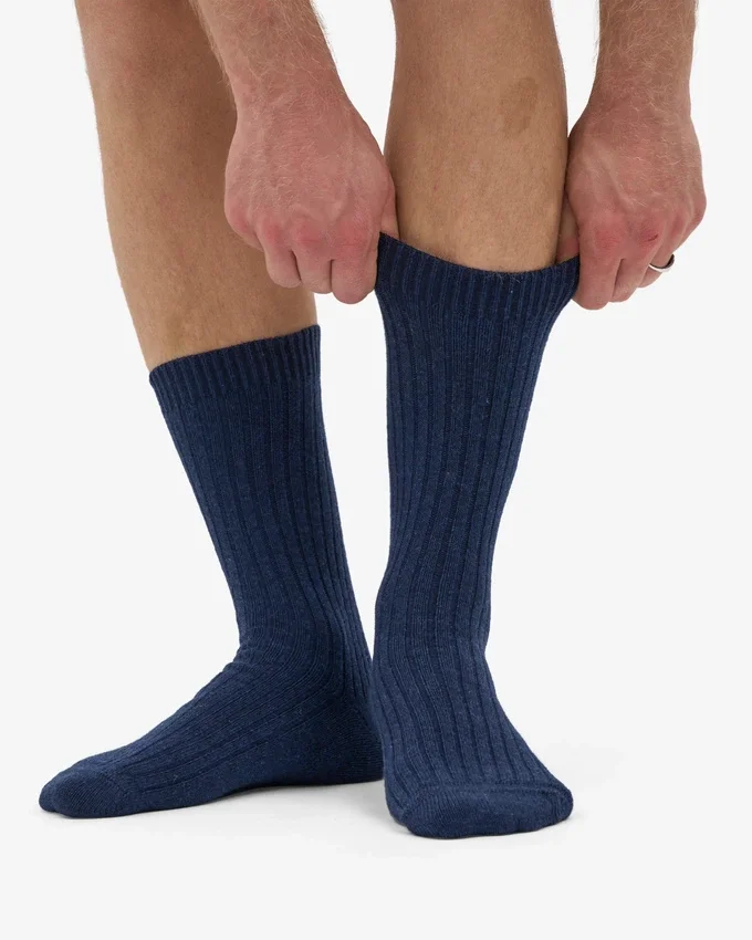 Chaussettes en mélange de laine mérinos - Bleu marine
