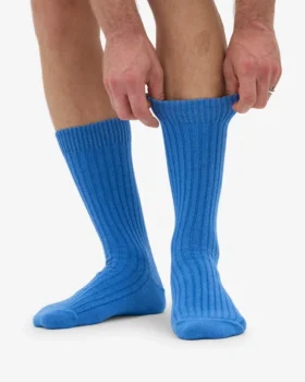 Chaussettes en mélange de laine mérinos – Bleu Pacifique