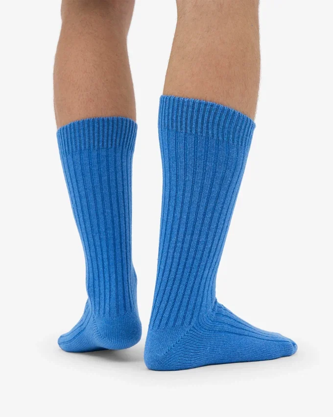 Chaussettes en mélange de laine mérinos - Bleu Pacifique
