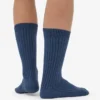 Chaussettes en mélange de laine mérinos - Bleu pétrole