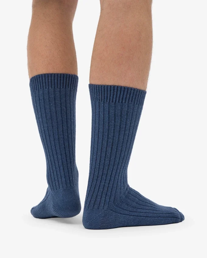 Chaussettes en mélange de laine mérinos - Bleu pétrole