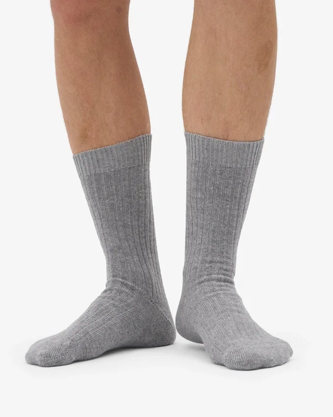 Chaussettes en mélange de laine mérinos - Gris chiné