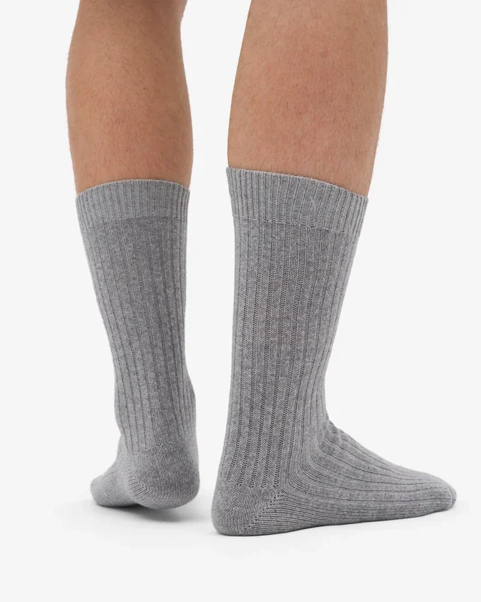 Chaussettes en mélange de laine mérinos - Gris chiné