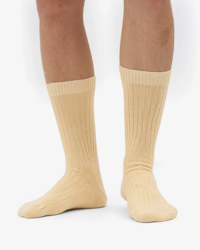 Chaussettes en mélange de laine mérinos - Jaune pâle