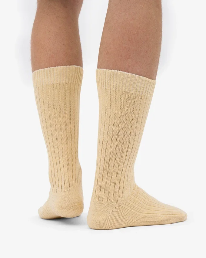 Chaussettes en mélange de laine mérinos - Jaune pâle