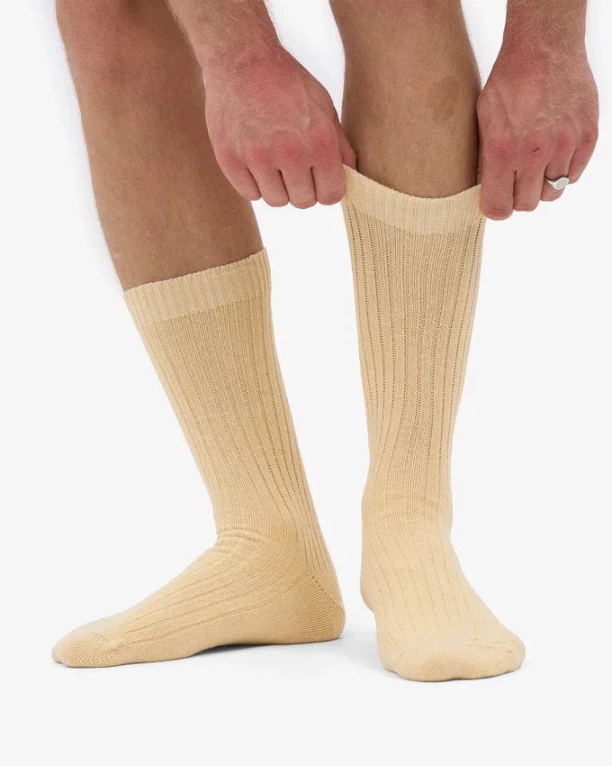 Chaussettes en mélange de laine mérinos - Jaune pâle