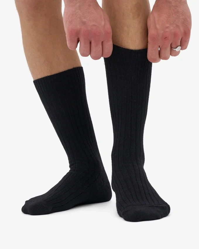 Chaussettes en mélange de laine mérinos - Noir intense