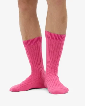 Chaussettes en mélange de laine mérinos – Rose bubble-gum