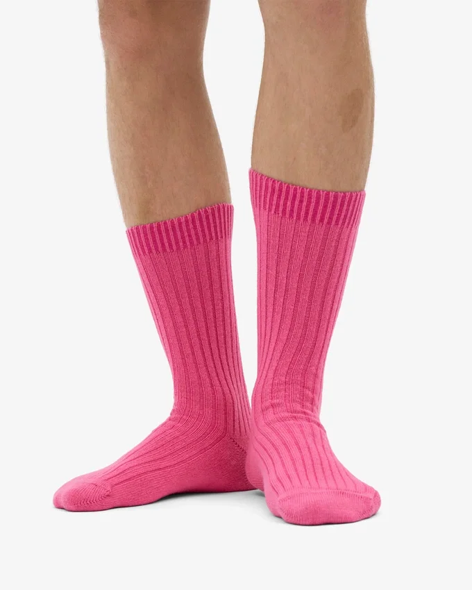 Chaussettes en mélange de laine mérinos - Rose bubble-gum