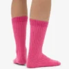 Chaussettes en mélange de laine mérinos - Rose bubble-gum