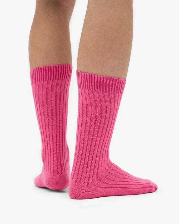 Chaussettes en mélange de laine mérinos - Rose bubble-gum