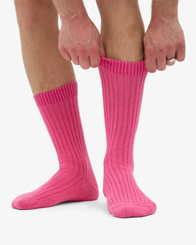 Chaussettes en mélange de laine mérinos - Rose bubble-gum