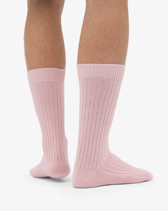 Chaussettes en mélange de laine mérinos - Rose délavé