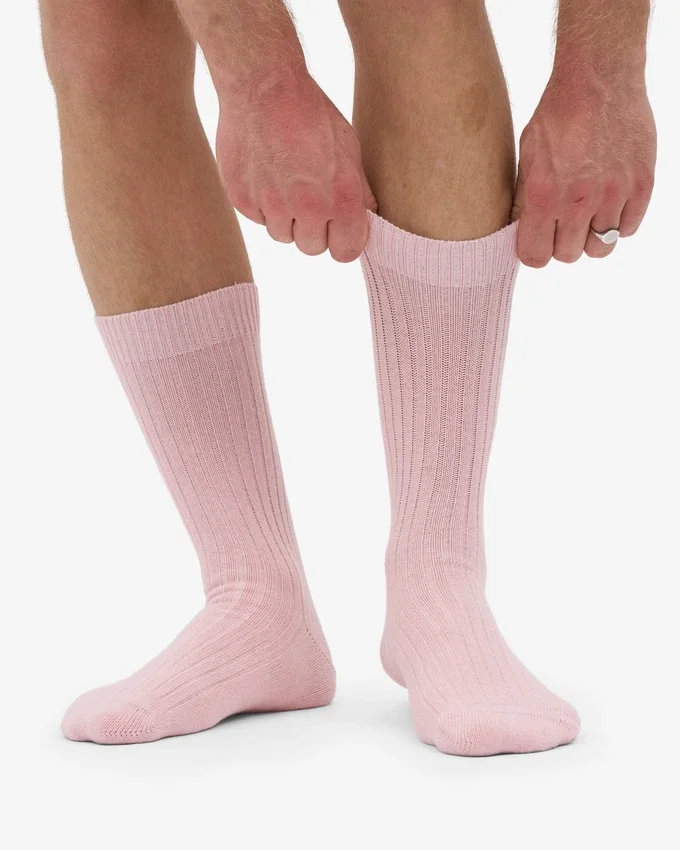 Chaussettes en mélange de laine mérinos - Rose délavé