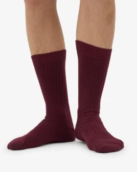 Chaussettes en mélange de laine mérinos – Rouge sang de bœuf