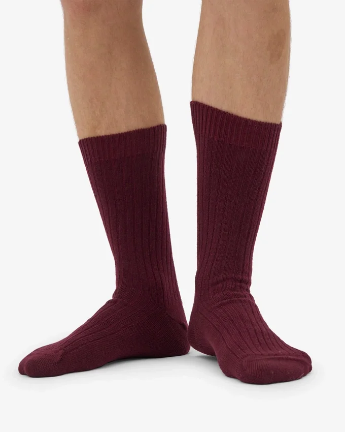 Chaussettes en mélange de laine mérinos - Rouge sang de bœuf