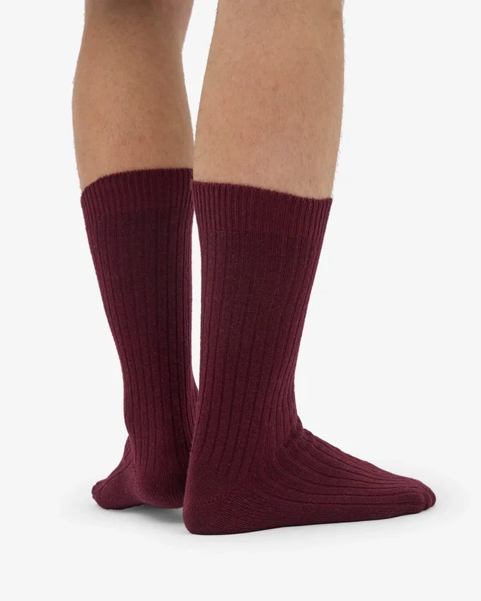 Chaussettes en mélange de laine mérinos - Rouge sang de bœuf