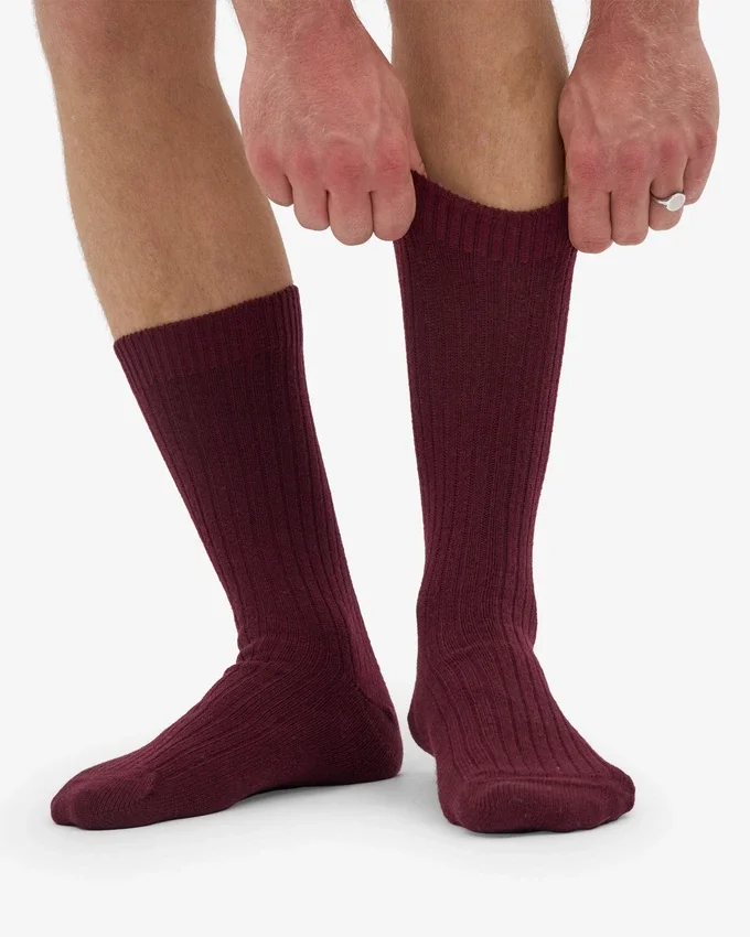 Chaussettes en mélange de laine mérinos - Rouge sang de bœuf