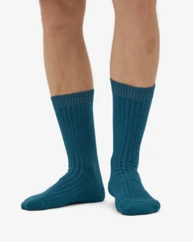 Chaussettes en mélange de laine mérinos – Vert océan