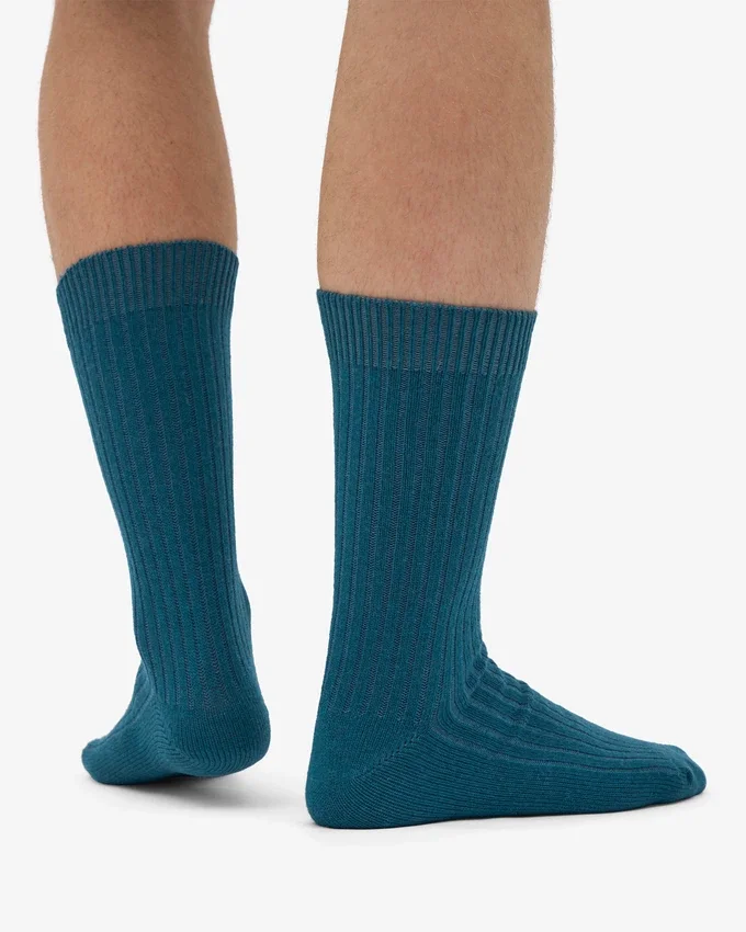 Chaussettes en mélange de laine mérinos - Vert océan