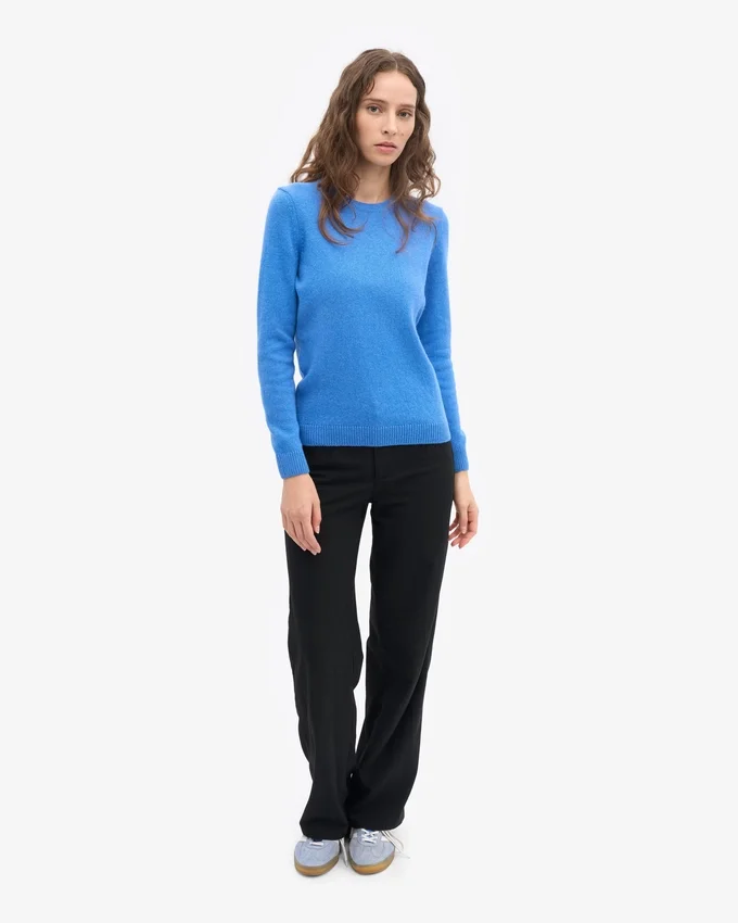 Chaussettes mi-mollet classiques en laine mérinos pour femme - Bleu Pacifique