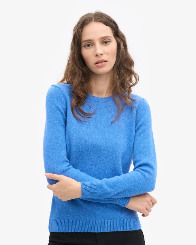 Chaussettes mi-mollet classiques en laine mérinos pour femme - Bleu Pacifique