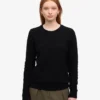 Chaussettes mi-mollet classiques en laine mérinos pour femme - Noir profond