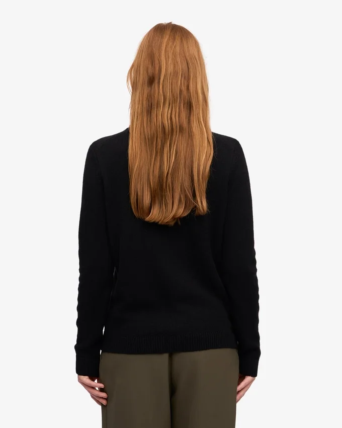 Chaussettes mi-mollet classiques en laine mérinos pour femme - Noir profond