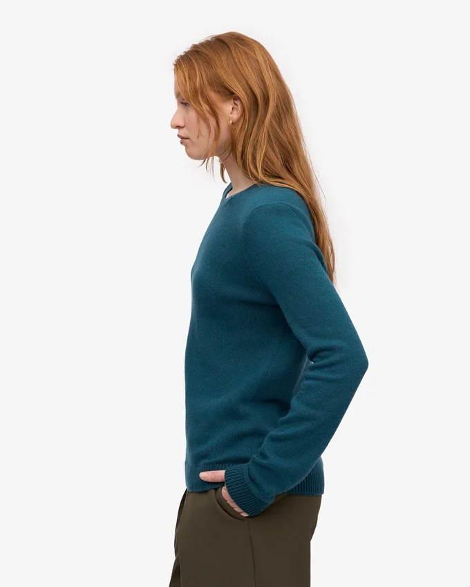 Chaussettes mi-mollet classiques en laine mérinos pour femme - Vert océan