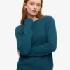 Chaussettes mi-mollet classiques en laine mérinos pour femme - Vert océan
