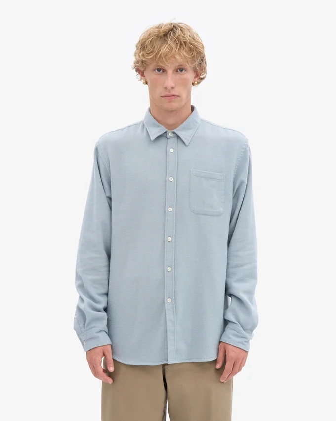 Chemise en flanelle bio - Bleu acier