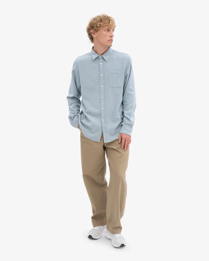 Chemise en flanelle bio - Bleu acier