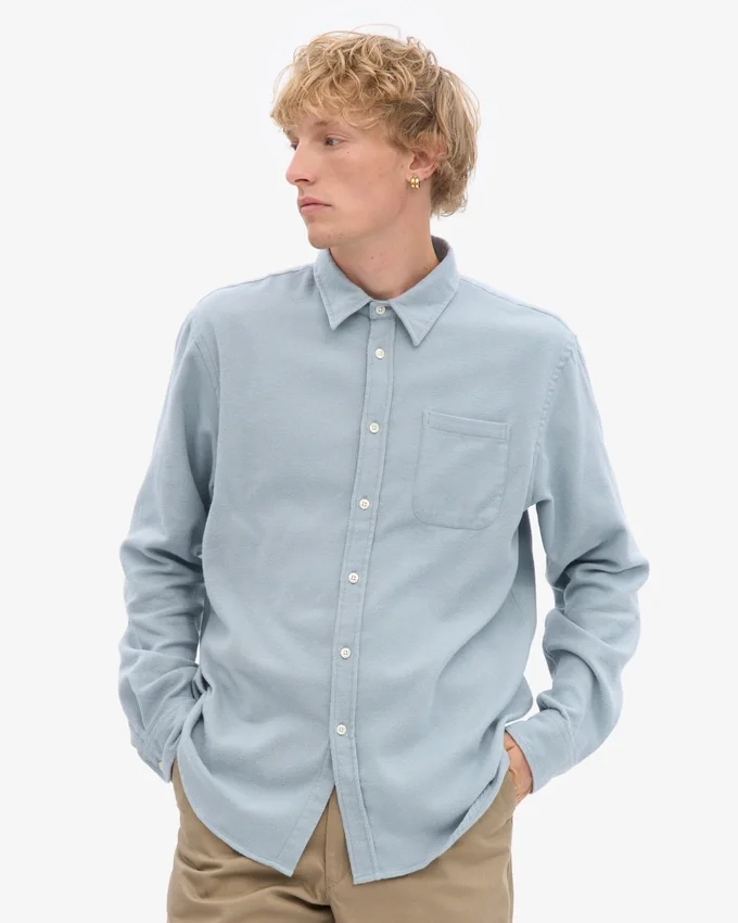 Chemise en flanelle bio - Bleu acier