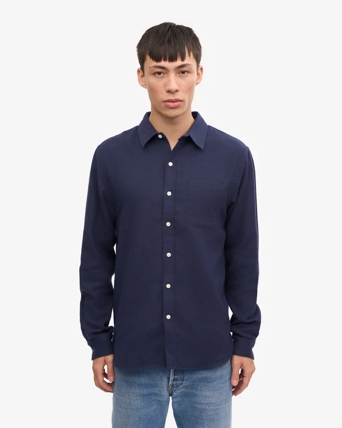 Chemise en flanelle bio - Bleu marine
