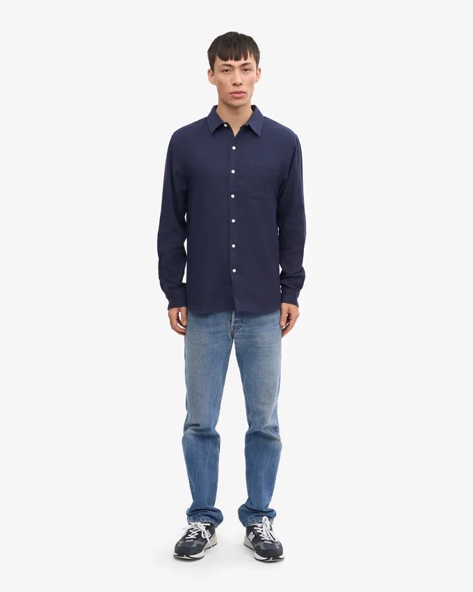 Chemise en flanelle bio - Bleu marine