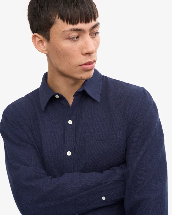 Chemise en flanelle bio - Bleu marine