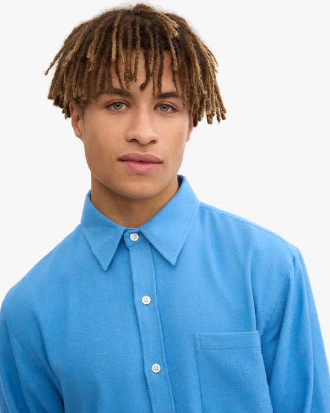 Chemise en flanelle bio - Bleu Pacifique