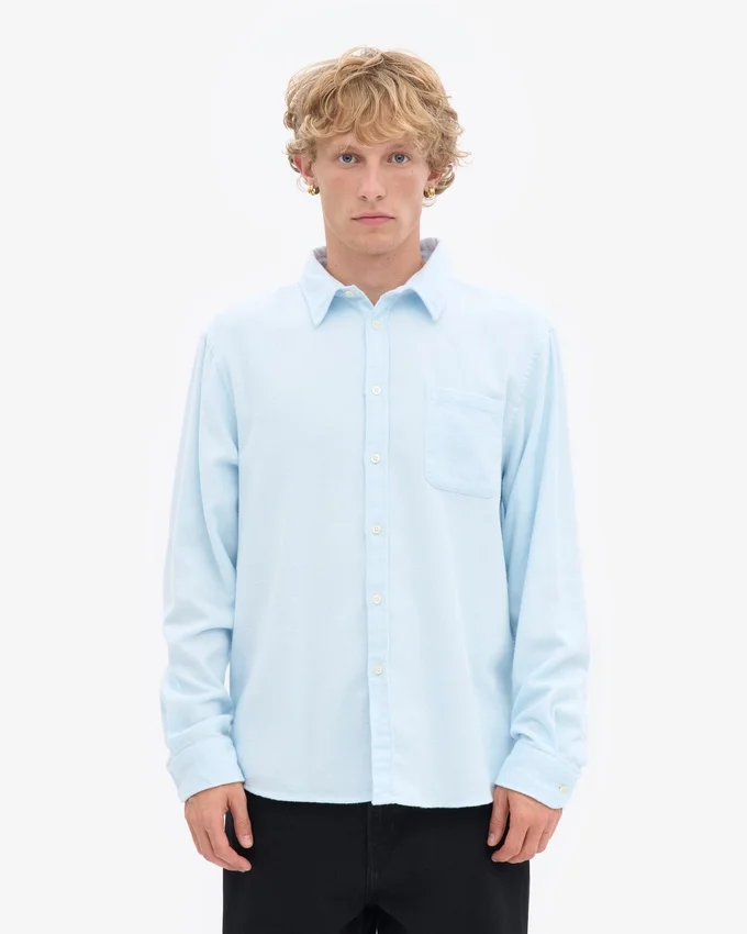 Chemise en flanelle bio - Bleu polaire