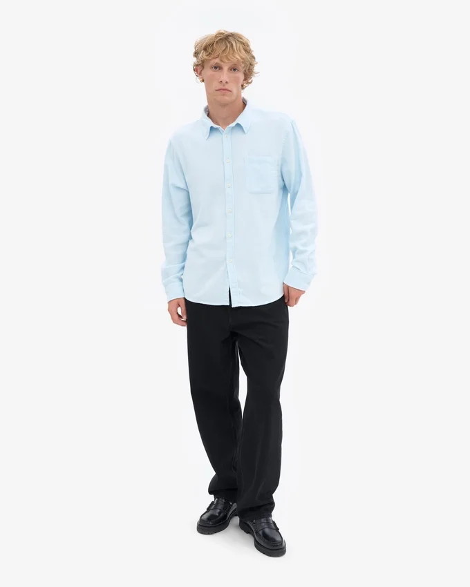 Chemise en flanelle bio - Bleu polaire