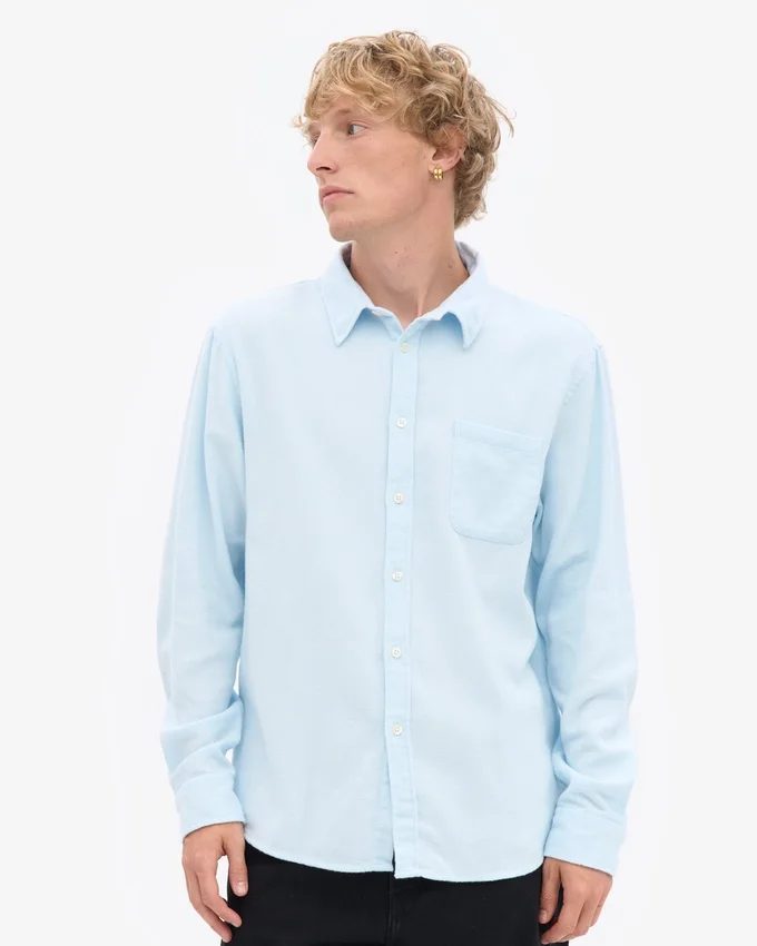 Chemise en flanelle bio - Bleu polaire