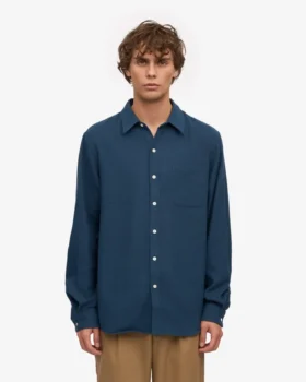 Chemise en flanelle bio – Bleu pétrole